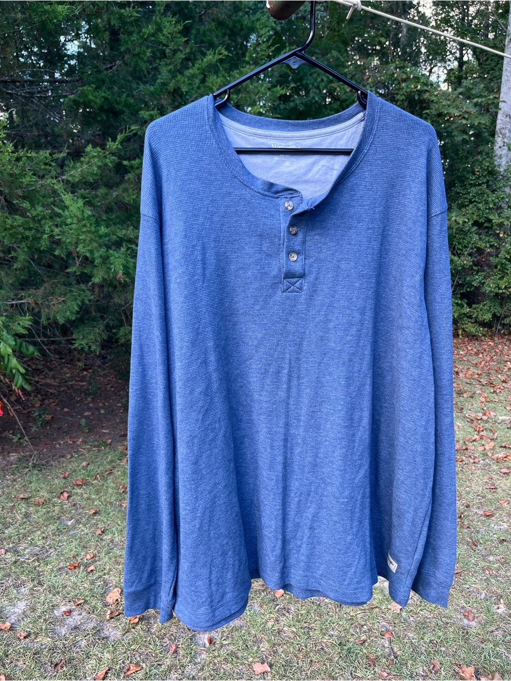 Wrangler Blue Long-Sleeve Henley Shirt